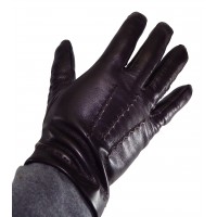 Gant en cuir doublé soie ouvert dessous à 3 baguettes GLOVE STORY 