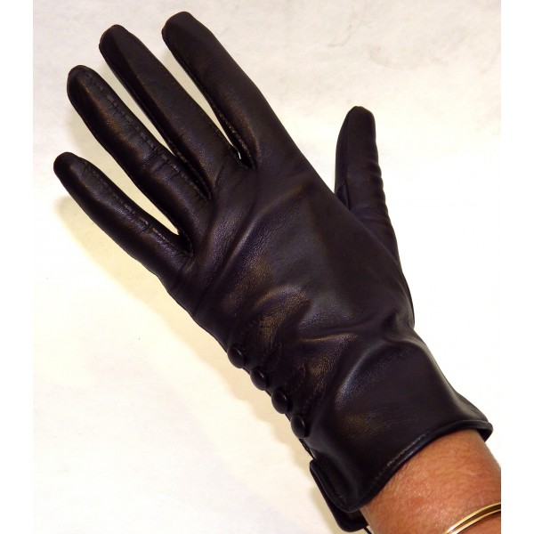 Gants noirs homme cuir d'agneau  Paire de gants doublés soie cuir noir